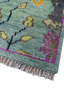 Ready to Ship Jungle Life Peacock Bird 8x8 Square Green Wool Rug