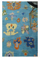 Ready to Ship Modern Oushak Blue And Ivory Hand Tufted 5x7 Wool Rug by The Rug Decor