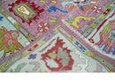 Ready to Ship Pink Modern Oushak Rug Wool Blue Colorful Hand knotted Area Rug by The Rug Decor