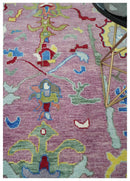 Ready to Ship Pink Modern Oushak Rug Wool Blue Colorful Hand knotted Area Rug by The Rug Decor