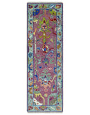 Ready to Ship Pink Modern Oushak Rug Wool Blue Colorful Hand knotted Area Rug by The Rug Decor