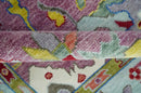 Ready to Ship Pink Modern Oushak Rug Wool Blue Colorful Hand knotted Area Rug by The Rug Decor