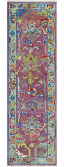 Ready to Ship Pink Modern Oushak Rug Wool Blue Colorful Hand knotted Area Rug by The Rug Decor