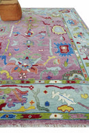Ready to Ship Pink Modern Oushak Rug Wool Blue Colorful Hand knotted Area Rug by The Rug Decor