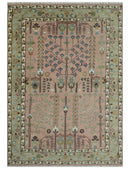 Ready to Ship Pink, Olive and Beige Traditional Vintage Style Tree Wool Rug