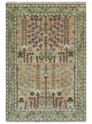 Ready to Ship Pink, Olive and Beige Traditional Vintage Style Tree Wool Rug