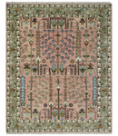 Pink Olive Beige Hand-Knotted Wool Rug - Traditional Vintage by The Rug Decor