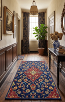 Ready to Ship Red And Blue Traditional Design Hand Tufted 6x9 Wool Rug by The Rug Decor