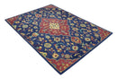 Ready to Ship Red And Blue Traditional Design Hand Tufted 8x10 Wool Rug by The Rug Decor