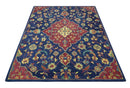Ready to Ship Red And Blue Traditional Design Hand Tufted 8x10 Wool Rug by The Rug Decor