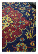 Ready to Ship Red And Blue Traditional Design Hand Tufted 8x10 Wool Rug by The Rug Decor