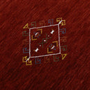 Red Wool Area Rug Tribal Center Medallion Design Hand Loomed
