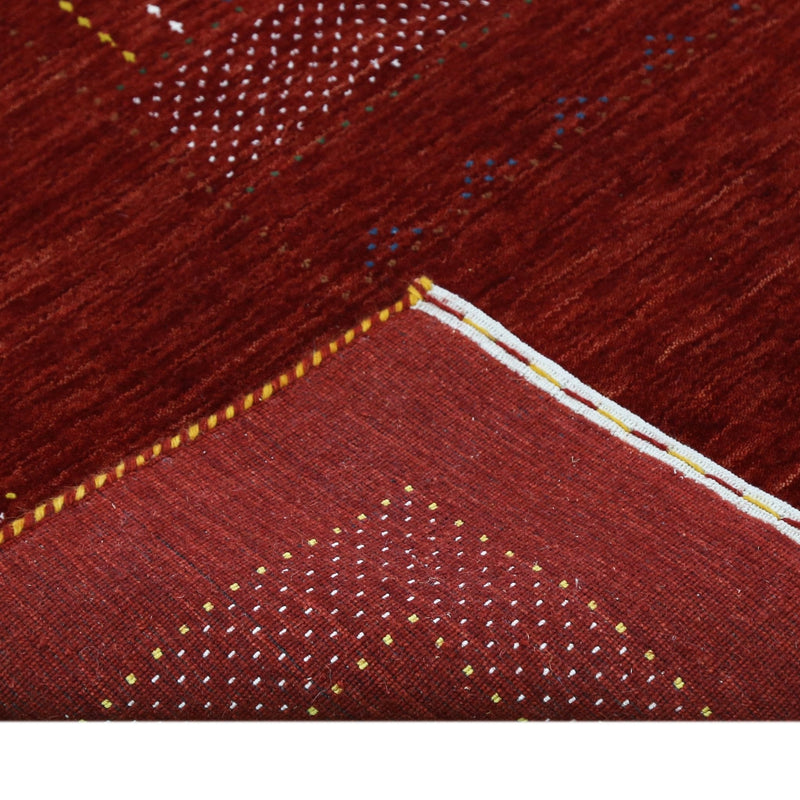 Red Center Pattern Hand Loomed Wool Area Rug