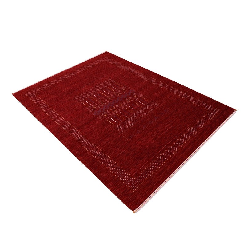 Red Center Pattern Hand Loomed Wool Area Rug