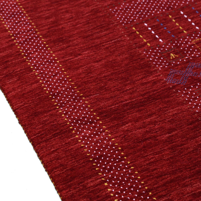 Red Center Pattern Hand Loomed Wool Area Rug