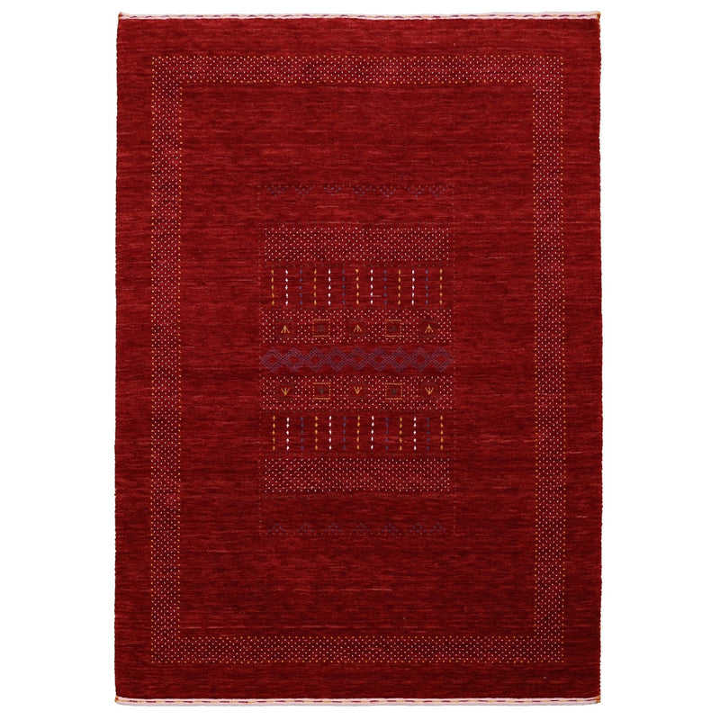 Red Center Pattern Hand Loomed Wool Area Rug