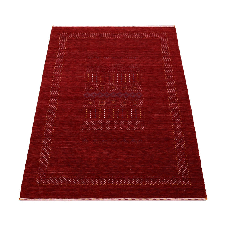 Red Center Pattern Hand Loomed Wool Area Rug