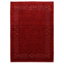 Red Contemporary Border Motifs Hand Loomed Wool Area Rug