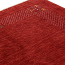 Red Contemporary Border Motifs Hand Loomed Wool Area Rug