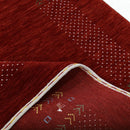 Red Contemporary Border Motifs Hand Loomed Wool Area Rug