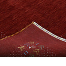 Red Contemporary Border Motifs Hand Loomed Wool Area Rug