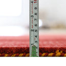 Red Contemporary Hand Loomed Wool Area Rug with Border Motifs by The Rug Decor
