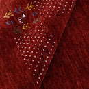 Red Contemporary Hand Loomed Wool Area Rug with Border Motifs by The Rug Decor