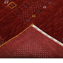 Red Contemporary Center Design Hand Loomed Wool Area Rug