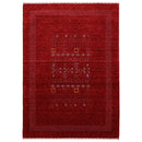 Red Contemporary Center Design Hand Loomed Wool Area Rug