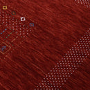 Red Contemporary Hand Loomed Wool Area Rug with Vibrant Multicolor Center Design by The Rug Decor