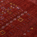 Red Contemporary Hand Loomed Wool Area Rug with Vibrant Multicolor Center Design by The Rug Decor