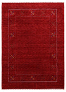 Red Gabbeh Border Design Hand Loomed Wool Area Rug