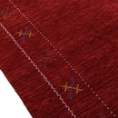 Red Wool Gabbeh Area Rug - Hand Loomed Tribal Border With Thick Handcrafted Pile Design by The Rug Decor