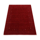 Red Gabbeh Border Design Hand Loomed Wool Area Rug