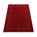 Red Gabbeh Border Design Hand Loomed Wool Area Rug