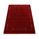 Red Tribal Border Design Hand Loomed Wool Area Rug