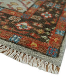 Ready to Ship Silver And Brown Tree of Life Hand Knotted 5x8 Wool Rug by The Rug Decor