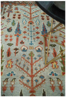 Ready to Ship Silver And Brown Tree of Life Hand Knotted 5x8 Wool Rug by The Rug Decor