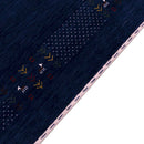 Solid Blue Border Patterns Hand Loomed Wool Area Rug