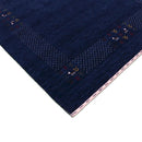 Solid Blue Border Patterns Hand Loomed Wool Area Rug