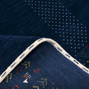 Solid Blue Border Patterns Hand Loomed Wool Area Rug