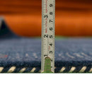 Solid Blue Border Patterns Hand Loomed Wool Area Rug