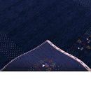 Solid Blue Border Patterns Hand Loomed Wool Area Rug