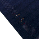 Solid Blue Border Patterns Hand Loomed Wool Area Rug