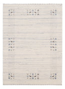 Solid Ivory Border Patterns Hand Loomed Wool Area Rug