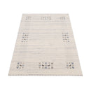 Solid Ivory Border Patterns Hand Loomed Wool Area Rug