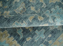 Ready to Ship Teal And Beige Hand Knotted 5x8 Oriental Oushak Wool Rug by The Rug Decor
