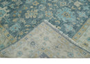Ready to Ship Teal And Beige Hand Knotted 9X12 Oushak Wool Rug by The Rug Decor