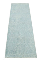 Ready to Ship Teal And Ivory Modern Contemporary Hand Tufted 2.6x8 Wool Rug by The Rug Decor