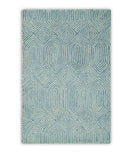 Ready to Ship Teal And Ivory Modern Contemporary Hand Tufted 2x3 Wool Rug by The Rug Decor